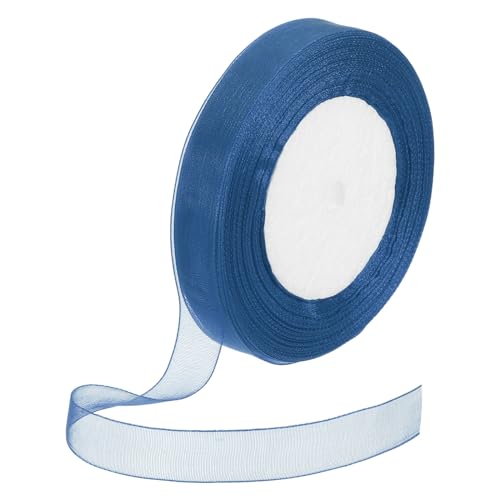 DMiotech 50 Yards Organzaband, 5/8 Zoll, pfauenblaues Chiffonband, schimmernd, transparent, Geschenkverpackungsbänder für Blumensträuße, Hochzeit, Geburtstag, DIY-Dekoration von DMiotech