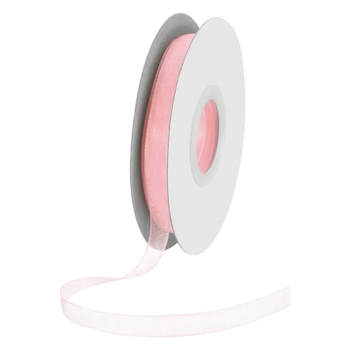 DMiotech 50 Yards Organzaband 3/8 Zoll Blassrosa Chiffonband Schimmernde, transparente Geschenkverpackungsbänder für Blumensträuße, Hochzeit, Geburtstag, DIY-Dekoration von DMiotech