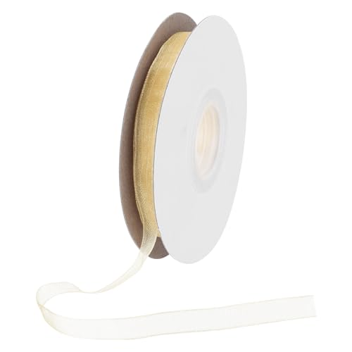DMiotech 50 Yards Organzaband 3/8 Zoll Champagnerfarbenes Chiffonband Schimmerndes transparentes Geschenkverpackungsband für Blumensträuße Hochzeit Geburtstag DIY Dekorieren von DMiotech