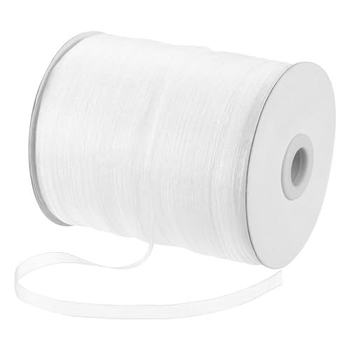 DMiotech 500 Yards Organzaband, 1/4 Zoll, weißes Chiffonband, schimmernd, transparent, Geschenkverpackungsbänder für Blumensträuße, Hochzeit, Geburtstag, DIY-Dekoration von DMiotech