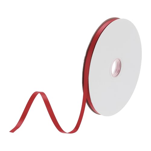DMiotech 6 mm Satinband, 64 m/210 Fuß, dünnes doppelseitiges Ripsband aus Stoff zum Verpacken von Geschenken, Blumen, Haarstrauß, Burgunderrot von DMiotech