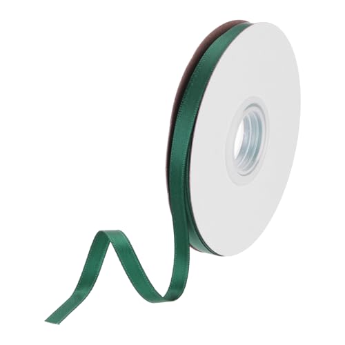DMiotech 6mm Satinband 23m/75ft Dünnes Doppelseitiges Stoff-Grosgrainband zum Verpacken von Geschenken, Blumensträußen, Waldgrün von DMiotech