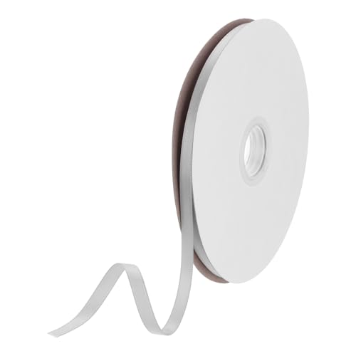 DMiotech 6mm Satinband 46m/150ft Dünnes Doppelseitiges Stoff-Grosgrainband zum Verpacken von Geschenken, Blumensträußen, Grau von DMiotech