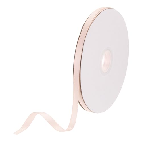 DMiotech 6mm Satinband 46m/150ft Dünnes Doppelseitiges Stoff-Grosgrainband zum Verpacken von Geschenken, Blumensträußen, Haarblumen, Aprikot von DMiotech