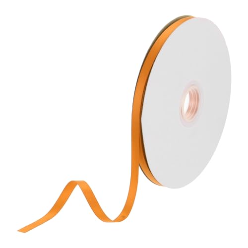 DMiotech 6mm Satinband 46m/150ft Dünnes Doppelseitiges Stoff-Grosgrainband zum Verpacken von Geschenken, Blumensträußen, Orange von DMiotech
