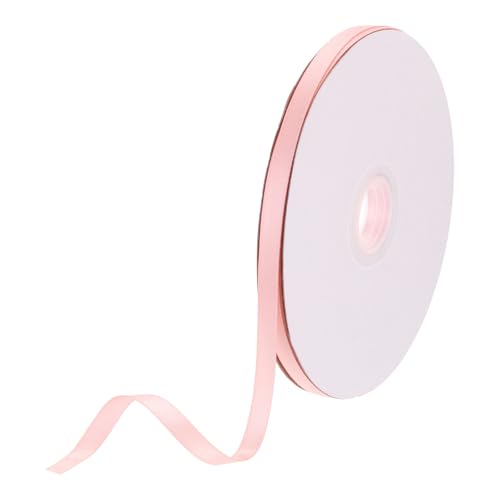 DMiotech 6mm Satinband 46m/150ft Dünnes Doppelseitiges Stoff-Grosgrainband zum Verpacken von Geschenken, Blumensträußen, Pastellrosa von DMiotech