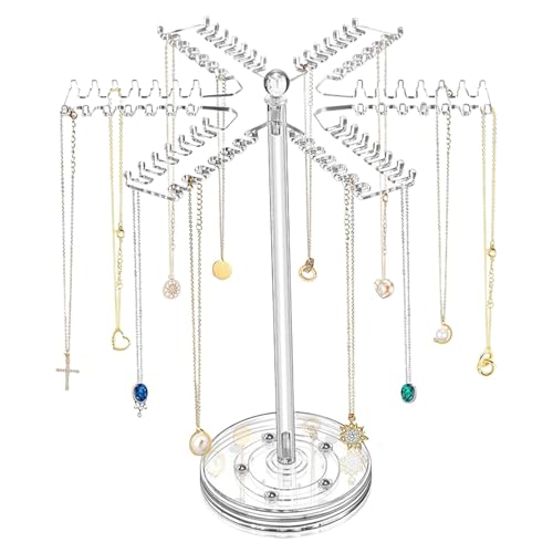 DNCG Halskettenhalter, Halsketten-Organizer, um 360 Grad drehbarer Schmuckständer mit 84 Haken, Halsketten-Organizer-Ständer, Acryl-Schmuckaufhänger für Kette, Anhänger, Ohrringe, Uhren DNCG Halskettenhalter, Halsketten-Organizer, um 360 Grad drehbarer Schmuckständer mit 84 Haken, Halsketten-Organizer-Ständer, Acryl-Schmuckaufhänger für Kette, Anhänger, Ohrringe, Uhren von DNCG
