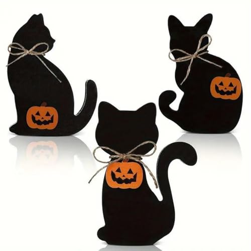 Halloween-Dekoration, Schwarze Katze, Holzdekorationen mit Pumpkin, Silhouette Tischschild, Halloween-Ornament, schwarze Katze, Silhouette Wood Hangings, Ornament für Tiered Tray, Fireplace, Wall Halloween-Dekoration, Schwarze Katze, Holzdekorationen mit Pumpkin, Silhouette Tischschild, Halloween-Ornament, schwarze Katze, Silhouette Wood Hangings, Ornament für Tiered Tray, Fireplace, Wall von DNCG
