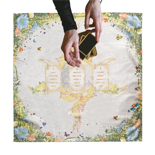 Tarot-Stoff, quadratische Tarot-Tischdecke, Altar-Stoff, Gothic-Tischdecke mit Blumenschlange und Schmetterling, Tarot-Stoff, 63,5 x 63,5 cm, Wanddekoration, Spir von DNCG