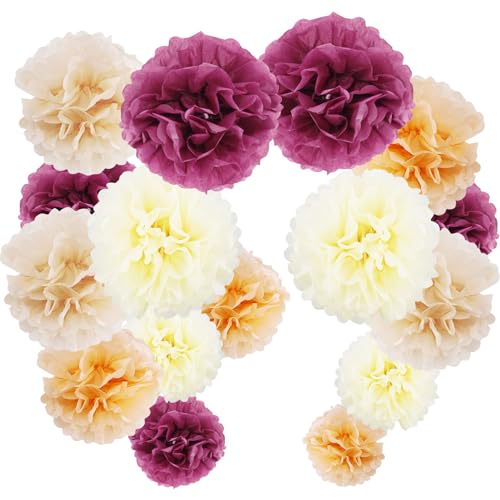 20 dekorative Pompons aus Roségold, Dekoration, warmes Thema, Tischdekoration, Hochzeit, Pompons aus Seidenpapier, Blume, Geburtstag, Hochzeit, Dekoration für vorgeburtliche Feiertage von DNDGDLUA