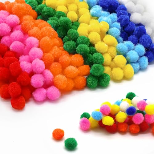 500 Stück Pompons, bunt, 10 mm, kleine Pompons, Mini-Kugeln, Filz, flauschige Kugeln, mehrfarbig, kreatives Handwerk für Party-Dekoration, Girlanden, Quasten, Haar-Accessoires von DNDGDLUA