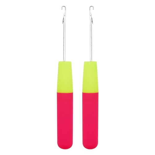 DNDGDLUA 2 Stück Latch Hook, Latch Häkelnadel Haken, Knüpfnadel Haar Häkelnadel, Häkelnadel Set, Haarverlängerung Nadel, Bunte Knüpfnadel Haar Häkelnadel, für Heimwerken, Basteln, Flechten von DNDGDLUA