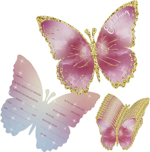 DNDGDLUA Einladungskarten zum Geburtstag für Kinder, Schmetterling, 12 x 10 cm, 12 Stück DNDGDLUA Einladungskarten zum Geburtstag für Kinder, Schmetterling, 12 x 10 cm, 12 Stück von DNDGDLUA