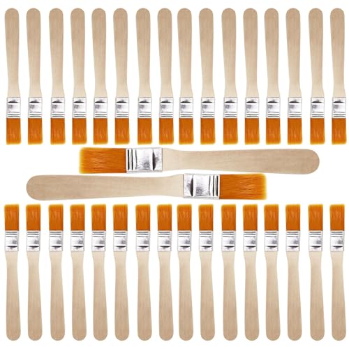 Kleiner flacher Pinsel, 40-teilig, mit Holzgriff, Pinsel-Set mit Nylonborsten, Lackpinsel für Malerei, Beizen, Lack, künstlerische Malerei, Wandlack von DNDGDLUA