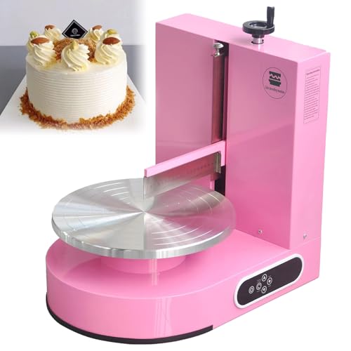 Automatische Kuchencreme-Verteilmaschine, Kuchenbeschichtungs-Glättungsmaschine, Drehteller mit verstellbarem Schaber, zur Herstellung von 4-12-Zoll-Kuchen Pink von DNEPEI