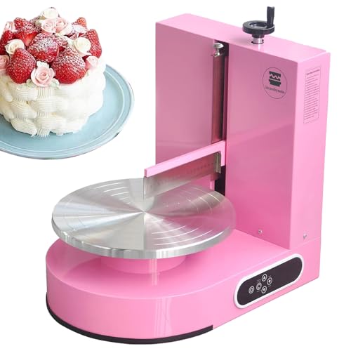 DNEPEI Automatische Kuchen-Drehteller-Zuckergussmaschine, Kuchenbackzubehör, Geburtstagskuchen-Creme-Glättungsmaschine, Geeignet für 4 bis 12 Zoll große Kuchen Pink von DNEPEI