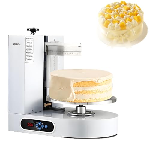 DNEPEI Automatische Kuchen-Drehteller-Zuckergussmaschine, Kuchenbackzubehör, Geburtstagskuchen-Creme-Glättungsmaschine, Geeignet für 4 bis 12 Zoll große Kuchen White von DNEPEI