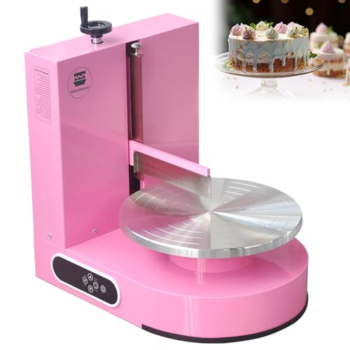 DNEPEI Einstellbare Geburtstagskuchen-Creme-Glattbeschichtungs-Dekorationsmaschine, Kuchendekorations-Beschichtungsmaschine, mit LED-Anzeige, 200 W, 25–320 U/min Rotationsgeschwindigkeit Pink von DNEPEI