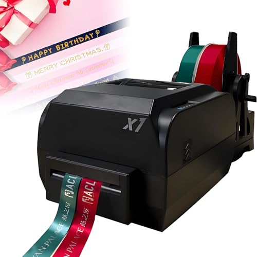 DNEPEI Folienprägedruckmaschine, Digitale Satinbanddruckmaschine, mit Halter, 200 DPI hohe Auflösung für Hochzeiten, Partys, Geburtstage, Heimdekoration DoubleRow von DNEPEI