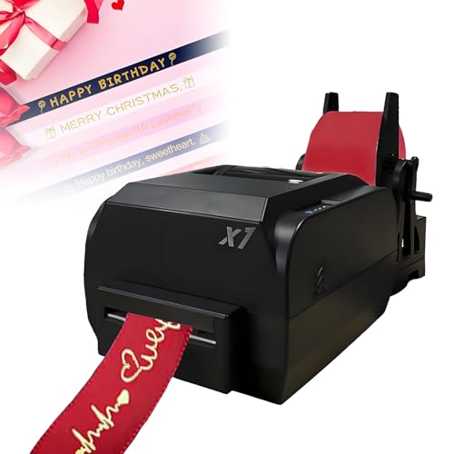 DNEPEI Folienprägedruckmaschine, Digitale Satinbanddruckmaschine, mit Halter, 200 DPI hohe Auflösung für Hochzeiten, Partys, Geburtstage, Heimdekoration SingleRow von DNEPEI