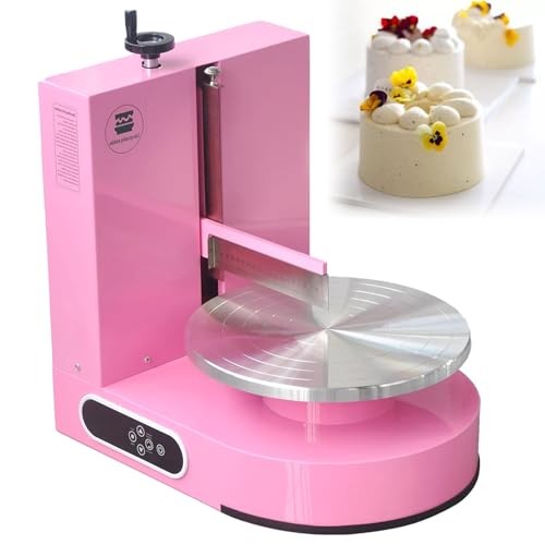 DNEPEI Maschine zum Streichen und Verschmieren von Kuchencreme, elektrische Maschine zum Streichen von Kuchencreme, Spatel aus Edelstahl 304, mit LCD-Display für 4-12-Zoll-Kuchen Pink von DNEPEI