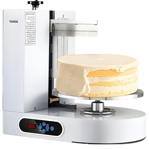 DNEPEI Maschine zum Streichen und Verschmieren von Kuchencreme, elektrische Maschine zum Streichen von Kuchencreme, Spatel aus Edelstahl 304, mit LCD-Display für 4-12-Zoll-Kuchen White von DNEPEI