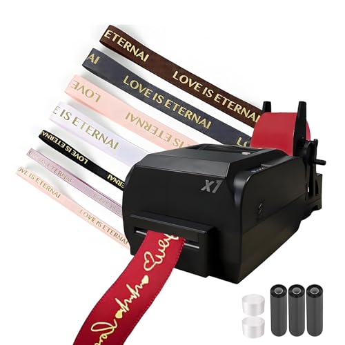 DNEPEI Satinband-Druckmaschine, 200 DPI Digitalbanddrucker, 150 mm/s, unterstützt über 50 Sprachen, für Geschenkverpackungen und Weihnachtsfeiern, DIY-Dekorationsband SingleRow von DNEPEI