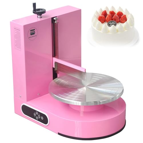 Elektrische Kuchencreme-Verteilmaschine, Drehteller für Kuchendekorationscreme-Überzugsmaschine, Spatel aus Edelstahl 304, mit LED-Anzeige für Konditoreien, 200 W Pink von DNEPEI