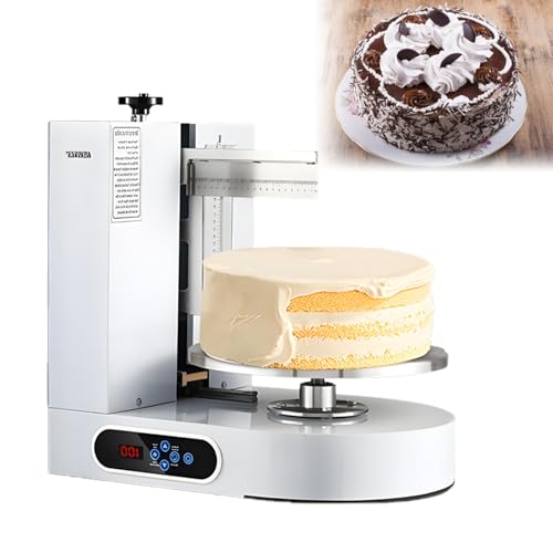 Elektrische Kuchencreme-Verteilmaschine, Drehteller für Kuchendekorationscreme-Überzugsmaschine, Spatel aus Edelstahl 304, mit LED-Anzeige für Konditoreien, 200 W White von DNEPEI