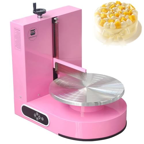 Elektrische Kuchencreme-Verteilmaschine, geräuscharme Kuchenglasurmaschine mit abgestuftem Schaber, Drehteller mit verstellbarem Schaber für 4-12-Zoll-Kuchen Pink von DNEPEI