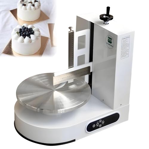 Elektrische Kuchencreme-Verteilmaschine, geräuscharme Kuchenglasurmaschine mit abgestuftem Schaber, Drehteller mit verstellbarem Schaber für 4-12-Zoll-Kuchen White von DNEPEI