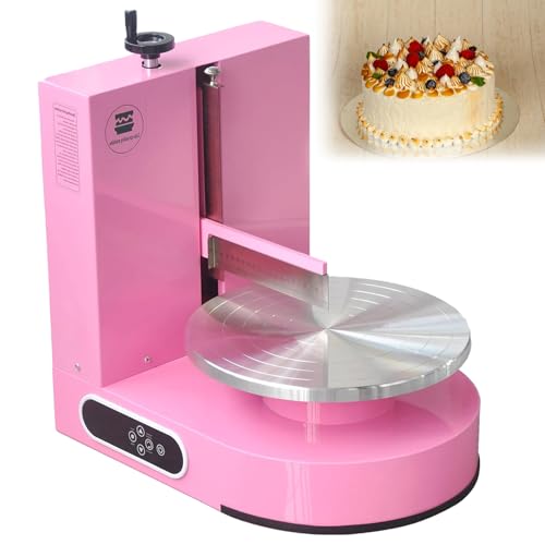 Geräuscharme Kuchenglasurmaschine, Einstellbare Geburtstagskuchencreme-Glattbeschichtungs-Dekorationsmaschine, Geräuscharm, Drehteller mit Einstellbarem Schaber, 200 W Pink von DNEPEI