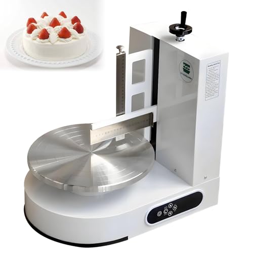 Geräuscharme Kuchenglasurmaschine, Einstellbare Geburtstagskuchencreme-Glattbeschichtungs-Dekorationsmaschine, Geräuscharm, Drehteller mit Einstellbarem Schaber, 200 W White von DNEPEI