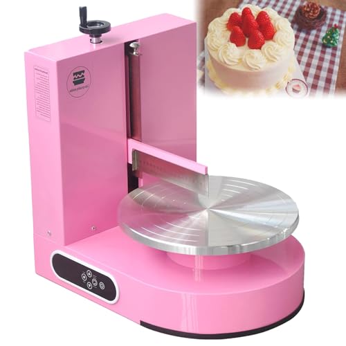 Halbautomatische Maschine zum Glätten und Überziehen von Geburtstagskuchen, geräuscharme Maschine zum Überziehen von Kuchen, Drehteller mit verstellbarem Schaber Pink von DNEPEI
