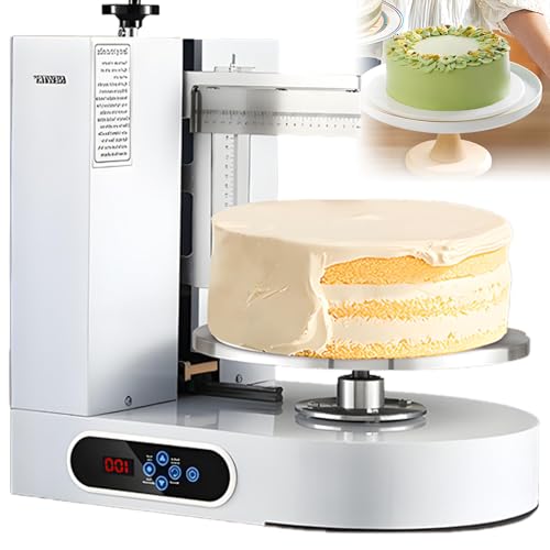 Halbautomatische Maschine zum Glätten und Überziehen von Geburtstagskuchen, geräuscharme Maschine zum Überziehen von Kuchen, Drehteller mit verstellbarem Schaber White von DNEPEI