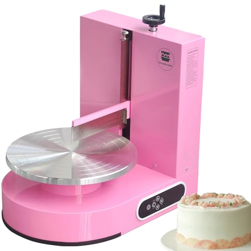 Maschine zum Verteilen von Kuchencreme, geräuscharme Maschine zum Verzieren von Kuchenglasur, Drehteller mit verstellbarem Schaber und LCD-Display für 4 bis 12 Zoll große Kuchen Pink von DNEPEI