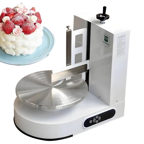 Maschine zum Verteilen von Kuchencreme, geräuscharme Maschine zum Verzieren von Kuchenglasur, Drehteller mit verstellbarem Schaber und LCD-Display für 4 bis 12 Zoll große Kuchen White von DNEPEI