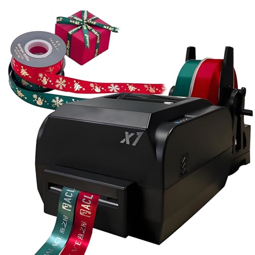 Satinbanddruckmaschine, mehrreihiger digitaler Banddrucker, mit Bandhalter, unterstützt über 50 Sprachen, druckt einfachen Klartext, Muster, Logos, für Hochzeiten/Partys/Geburtstage DoubleRow von DNEPEI