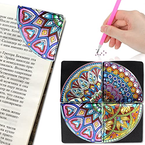 Diamond Painting Lesezeichen Personalisiert Leder Eck-Lesezeichen Set DIY Bookmark für Reading Geschenk für Buchliebhaber Kinder (4 Muster) von DNGH