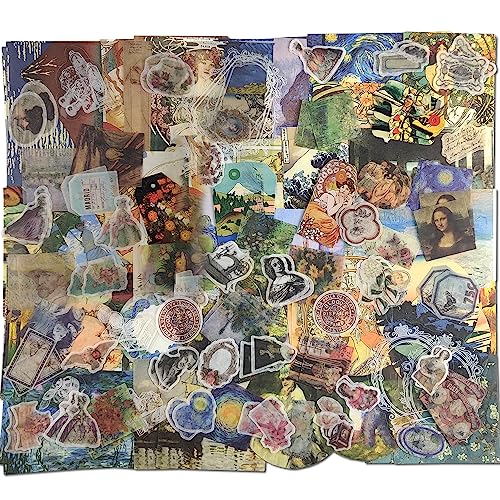 Journaling Zubehör Sticker Scrapbook Vintage Scrapbooking Papier Washi Retro Berühmte Gemälde Aufkleber Dekopapier für Junk Journal Bullet Album Art Aesthetic Geschenk von DNGH