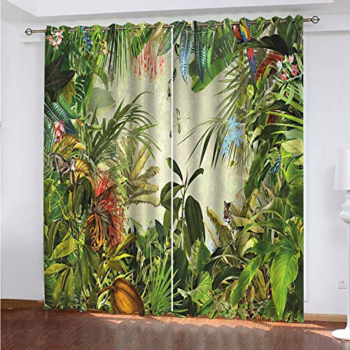 Dschungel Vorhang Blickdicht Kurz Grün Landschaft Schlafzimmer Ösenvorhang Büro Kinderzimmer Thermo Gardinen für Sonnenschutz |Sichtschutz DNHFUI 150x220cm Dschungel Vorhang Blickdicht Kurz Grün Landschaft Schlafzimmer Ösenvorhang Büro Kinderzimmer Thermo Gardinen für Sonnenschutz |Sichtschutz DNHFUI 150x220cm von DNHFUI