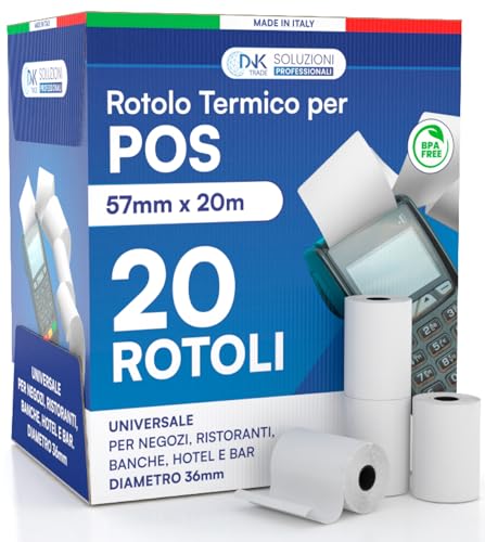 20 Thermopapier-Kassenrollen 57 mm x 20 m - Bonrollen Thermopapier Additionsrollen, Ersatz-Papierrollen, Kassenrollen, und andere kompatible POS-Geräte 20 Thermopapier-Kassenrollen 57 mm x 20 m - Bonrollen Thermopapier Additionsrollen, Ersatz-Papierrollen, Kassenrollen, und andere kompatible POS-Geräte von DNK TRADE