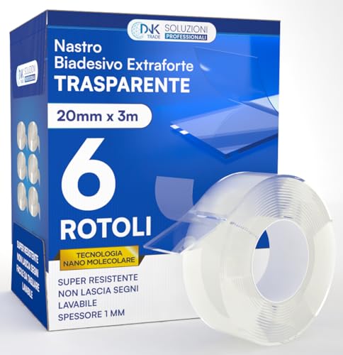 DNK TRADE Doppelseitiges Klebeband, extra stark, transparent & waschbar, 6 Rollen à 3 Meter, insgesamt 18 Meter DNK TRADE Doppelseitiges Klebeband, extra stark, transparent & waschbar, 6 Rollen à 3 Meter, insgesamt 18 Meter von DNK TRADE