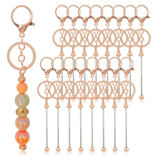 DNLEGULI Beadable Schlüsselanhänger-Stangen – 28 Stück Schlüsselanhänger-Set – Metallperlen-Schlüsselanhänger zum Basteln – DIY-Schlüsselanhänger-Zubehör – Blanko-Schlüsselanhänger für Perlen DNLEGULI Beadable Schlüsselanhänger-Stangen – 28 Stück Schlüsselanhänger-Set – Metallperlen-Schlüsselanhänger zum Basteln – DIY-Schlüsselanhänger-Zubehör – Blanko-Schlüsselanhänger für Perlen von DNLEGULI