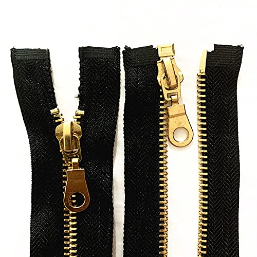 Lfang-Reißverschlüsse 16-31.5inch Jacket-Stil Messing Metallabscheider Reißverschluss auf schwarzer Nylonspule, 1 stück, Glatt und langlebig(60cm) von DNVGJUP