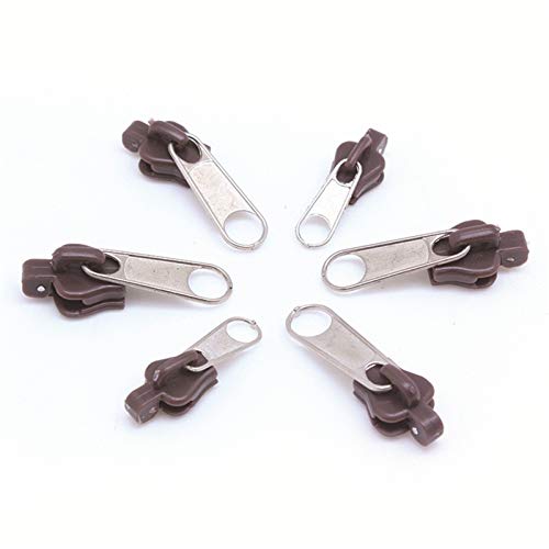 Lfang-Reißverschlüsse 6 teile/los Reißverschluss Sliders Instant Fix Zipper Reparatursatz Slider Ersatz Zip Slider Zähne zum Nähen Kleidung, Glatt und langlebig(Coffee) von DNVGJUP