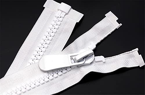 Lfang-Reißverschlüsse 8# 10 stücke Kunststoffharz-Reißverschluss Doppelschieber nach unten offenen Reißverschlüssen Nähen Kleidung Zubehör, Glatt und langlebig(White single slider,90cm) von DNVGJUP