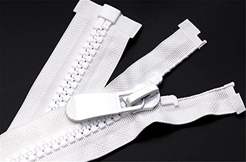 Lfang-Reißverschlüsse Nr. 15 Nr. 8 Harzöffnung und lange Reißverschluss Reißverschlüsse zum Nähen extra großer Kunststoff-Reißverschluss Mode, Glatt und langlebig(White,90cm) von DNVGJUP