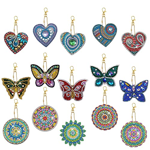DNWFZ Diamond Painting Anhänger 15 Stk 5D Diy Diamond Painting Schlüsselanhänger Kinder Malerei Stickerei Diamant Painting Anhänger Art Herz Mandala Frauen Mädchen Handtasche Schlüssel Kits Craft DNWFZ Diamond Painting Anhänger 15 Stk 5D Diy Diamond Painting Schlüsselanhänger Kinder Malerei Stickerei Diamant Painting Anhänger Art Herz Mandala Frauen Mädchen Handtasche Schlüssel Kits Craft von DNWFZ