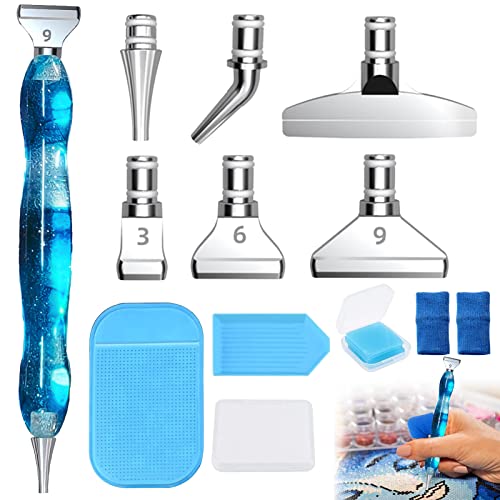 Diamond Painting Zubehör Stifte Diy 5D Diamant Malerei Stift Kits und Werkzeuge Kunstharz-Diamant-Malstift für Erwachsene Und Kinder Kunst Handwerk Mit 6 Stücke Ersatz Stiftköpfe für Diamantmalerei von DNWFZ